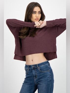 American Eagle Thermal Waffle Top Large Athleisure Purple